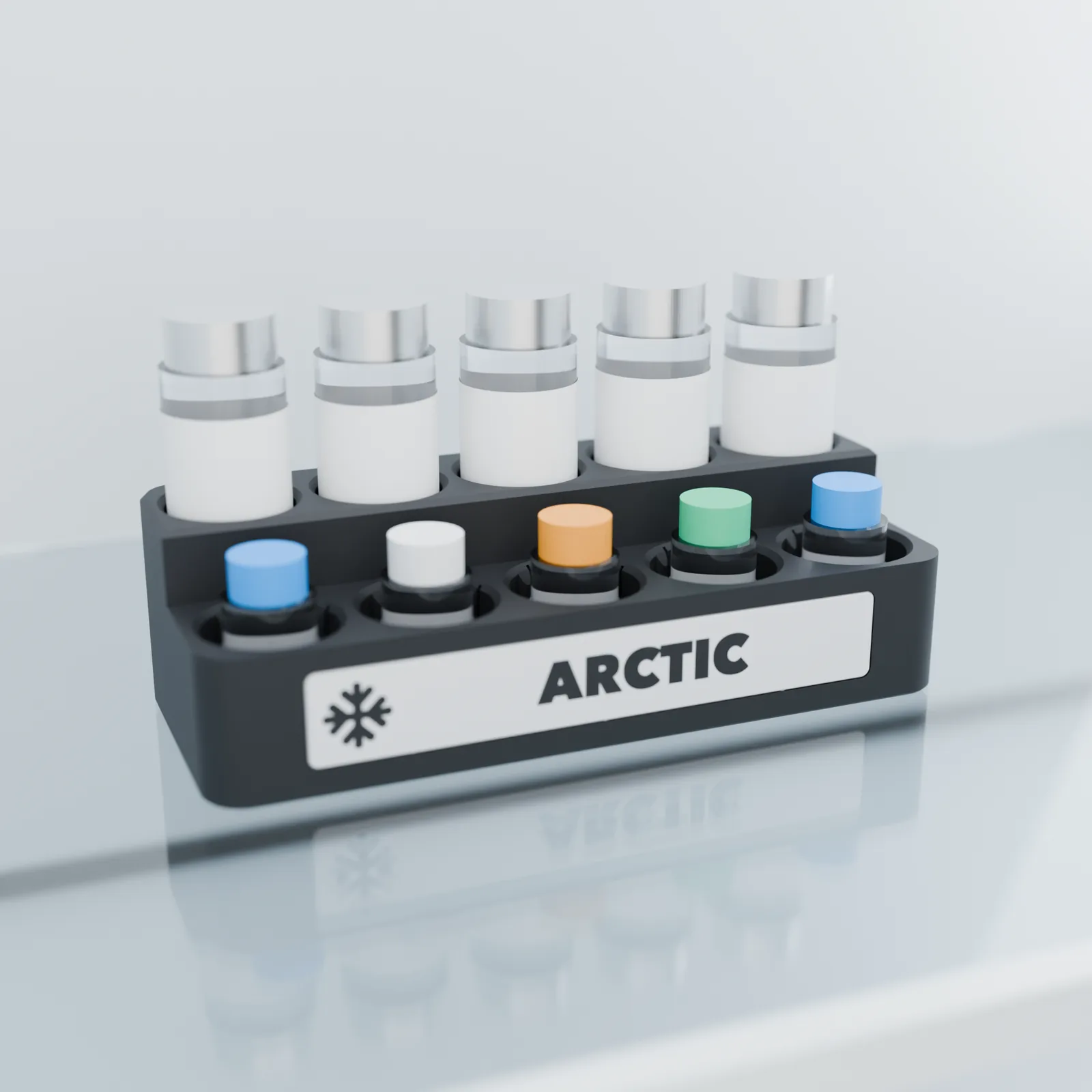 Dock Pro with its two-color ARCTIC name plate in a fridge